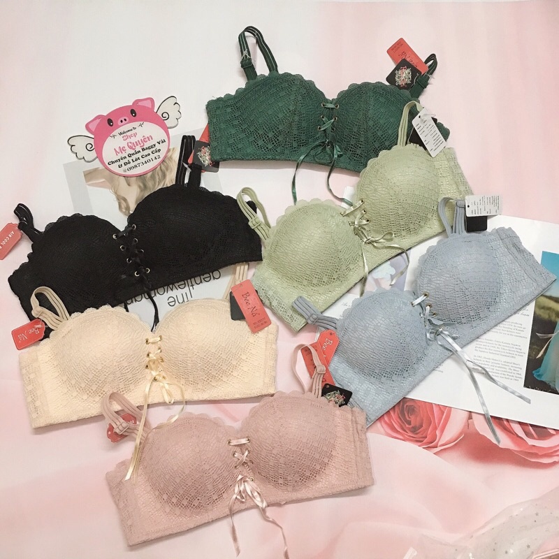 Áo lót ren nữ dây rút tạo khe ngực, mút bàn tay 2cm không gọng nâng ngực, hoạ tiết ren tinh tế quyến rũ cho nàng