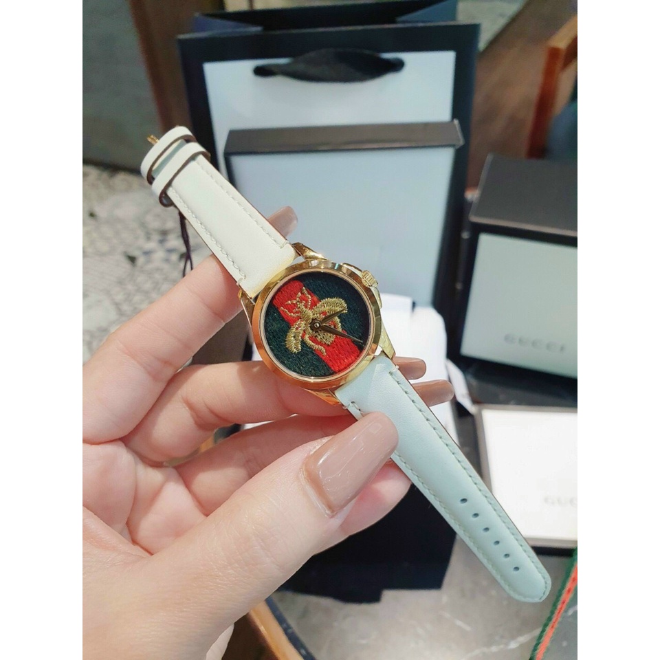 Đồng hồ nữ GUCCI ong 28mm, tặng kèm bộ dây vải + bộ hộp cao cấp, máy Swissquartz pin 5 năm