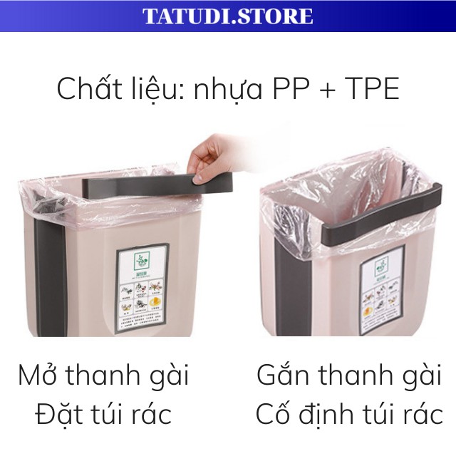 Thùng rác gấp gọn mini thông minh đa năng kẹp tủ treo cho nhà bếp vô cùng tiện lợi