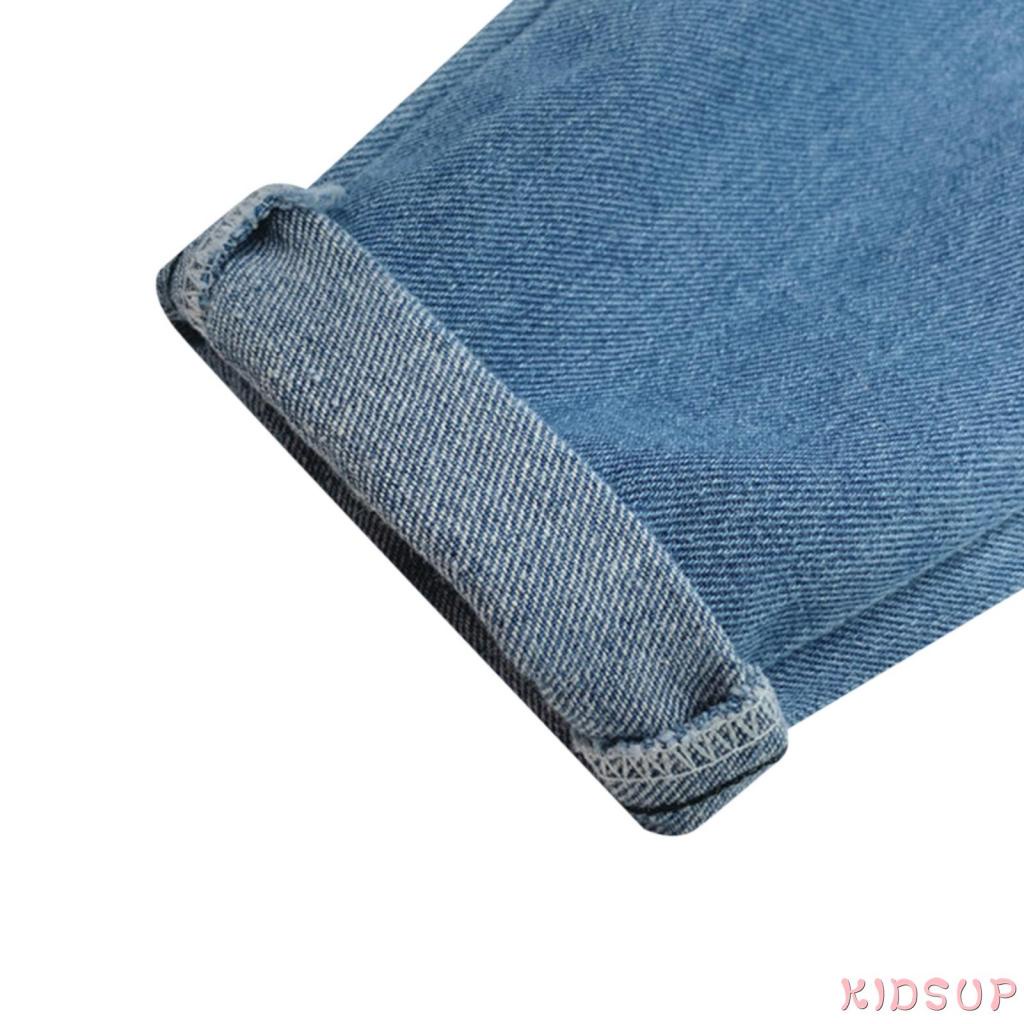 Quần jeans dài lưng cao dáng rộng phối túi thời trang xuân thu cho nữ