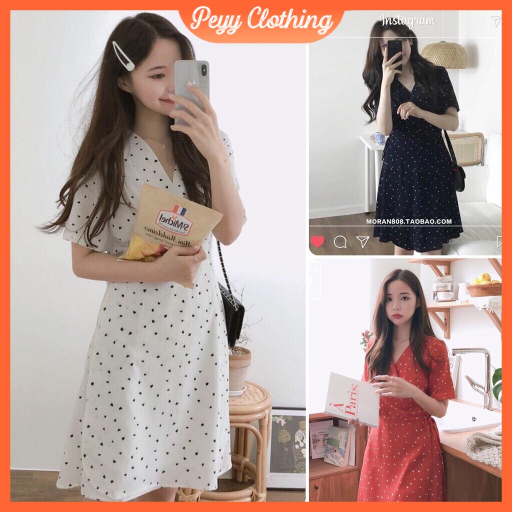 Đầm xòe ulzzang họa tiết chấm bi tay ngắn Hàn Quốc V09 - Peyy Clothing