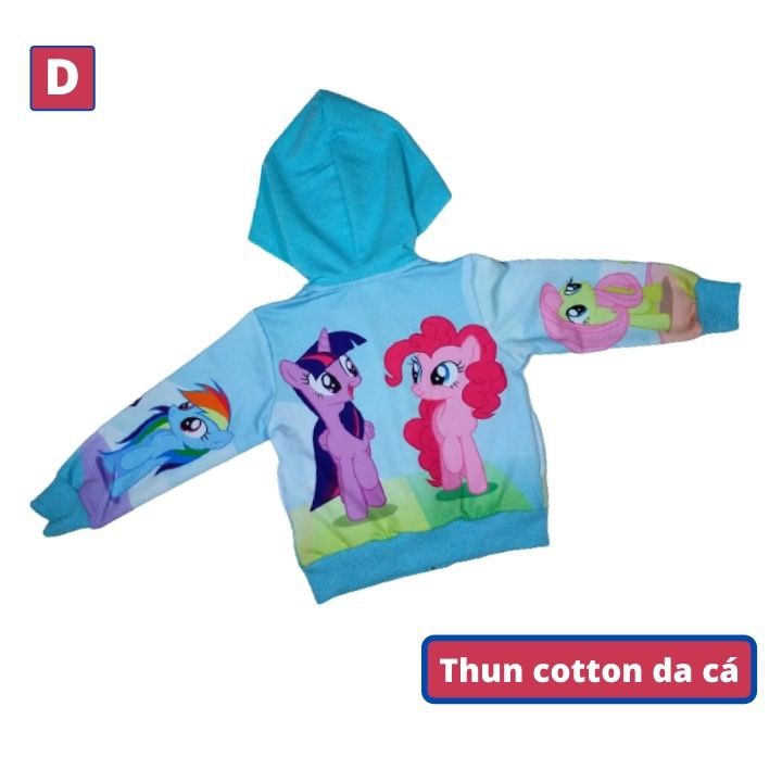 Áo khoác bé gái hình Pony từ 11-43kg - Thun cotton da cá in 3D cực chất- Tomchuakids