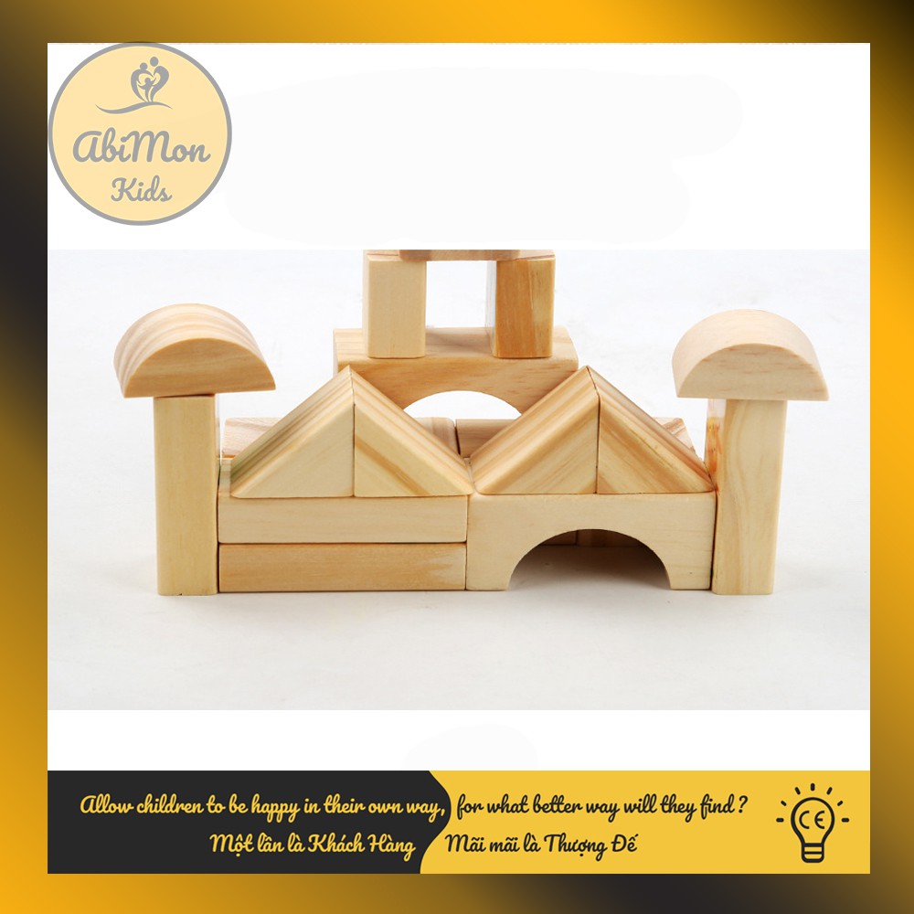 Bộ Xếp Hình Gỗ Xây Dựng Cho Bé (42 chi tiết) ☘️ Montessori cao cấp ✨ (Đồ chơi Gỗ - Giáo Dục - An toàn - Thông minh)