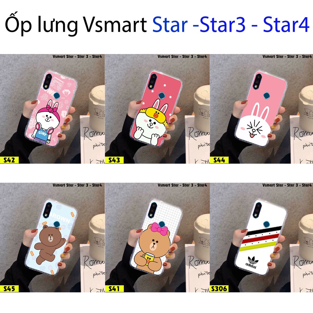 Ốp Vsmart Star - Star3 - Star4 dẻo trong in hình gấu brown , thỏ cony đáng yêu siêu đẹp