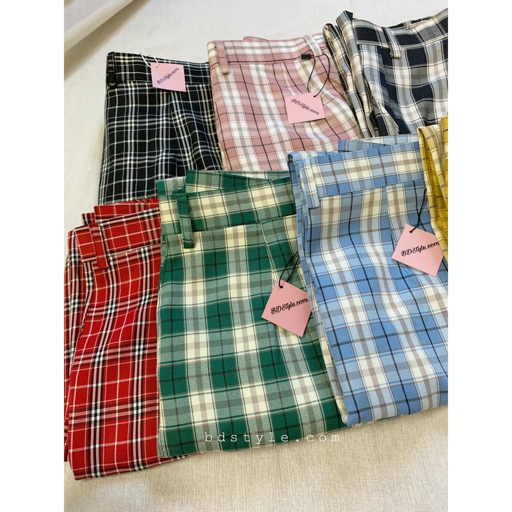[Mã BDSTBD200 Giảm Ngay 20K] Quần Kẻ Suông Caro Form Thụng Dáng -  Quần Tây Culottes - Quần caro | BigBuy360 - bigbuy360.vn