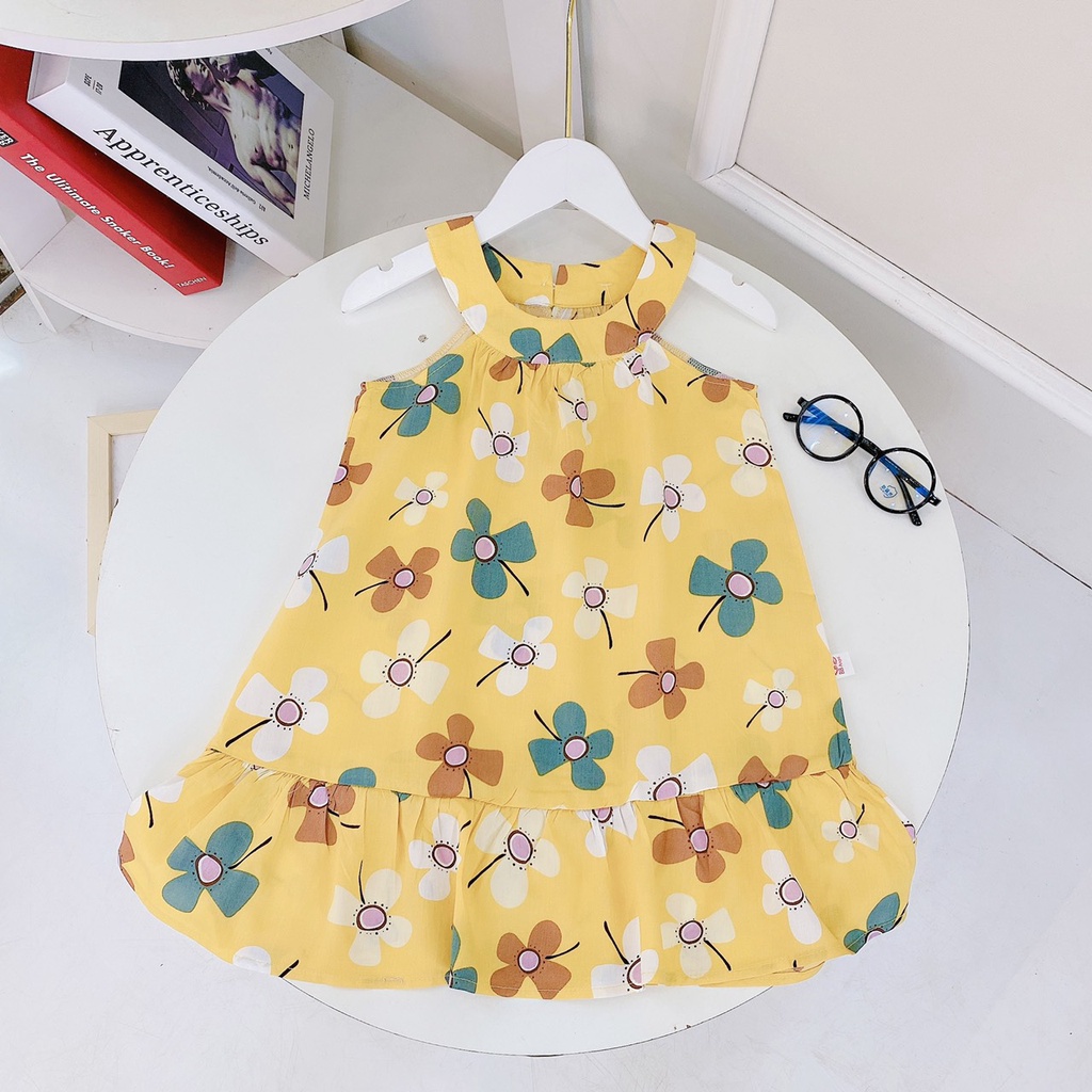 ✓22-40kg✓ Váy lanh lụa cổ yếm Bb Angel cho bé gái từ 22-40kg