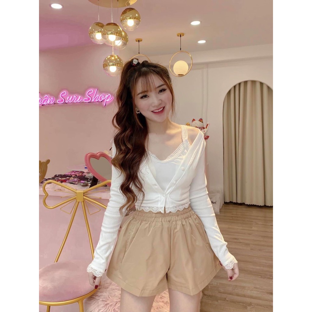 Áo Kiểu Thun Gân Tay Dài Phối Ren Kèm Áo Lót Bên Sành Điệu Trong Hot Trend Mới Nhất TTKX0727