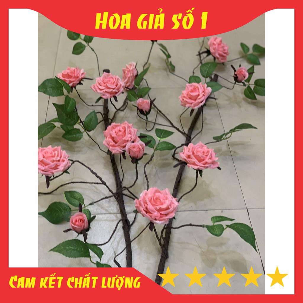 Dây hoa giả, Dây Hoa Hồng Leo Cổ dài 1m7, hồng leo giả decor tường trang trí, sự kiện