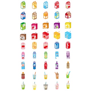 Set 45 miếng dán hình lon nước dễ thương