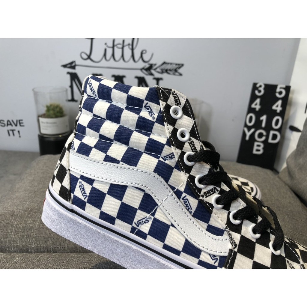  Vans Sk8-Hi Classic Yellow, White, Blue Black Checkerboard ERA High-Top Casual Couple Canvas Shoes 35-44