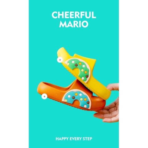 Dép lê bánh mì Cheerful Mario Donut hợp chất EVA siêu nhẹ, mềm êm cho bé