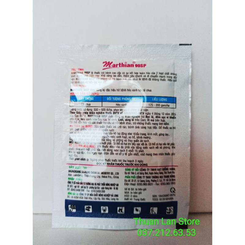 MARTHIAN 90SP -  Trừ Bệnh Đốm Sọc Vi Khuẩn, Vàng Lá, Xì Mủ Trên Cây Trồng gói 3g