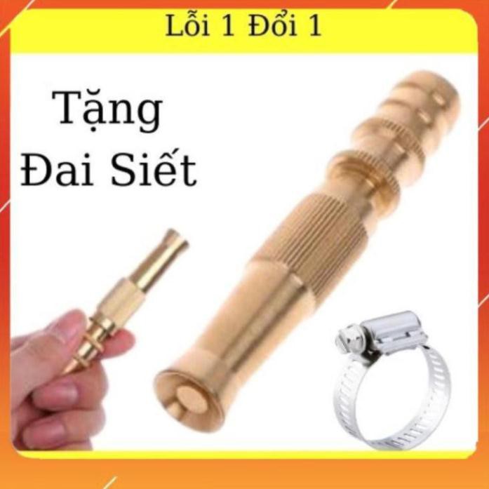 Đầu vòi xịt tăng áp mini bằng đồng phun nước rửa xe, tưới cây tăng áp đa năng có đai siết ống đi kèm 206587