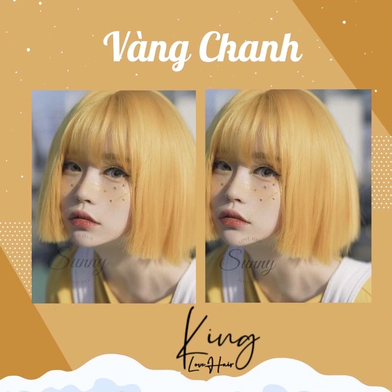 Thuốc nhuộm tóc màu Vàng Chanh / Vàng Sáng - KHÔNG CẦN TẨY TÓC + Tặng kèm oxy trợ dưỡng