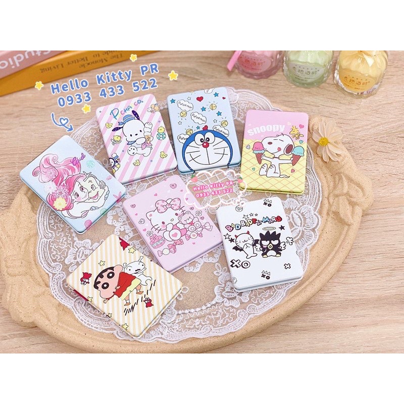 Gương 2 mặt mini bỏ túi Hello Kitty - Doremon Doraemon