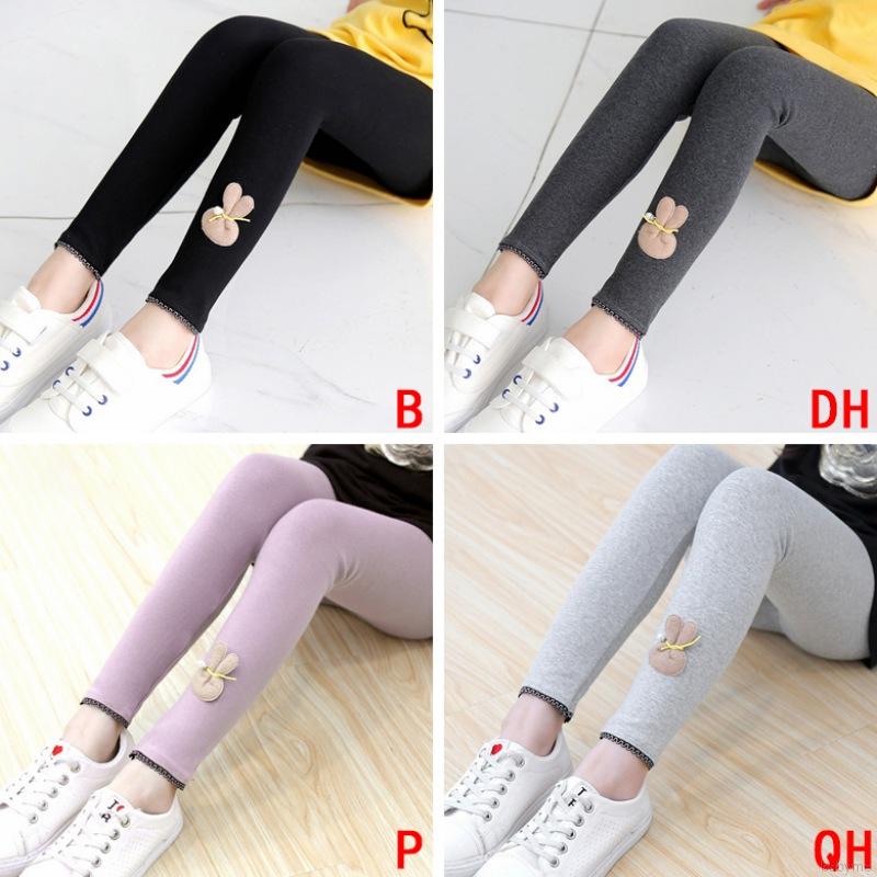 Quần Legging Dài Phối Ren Hình Thỏ Dễ Thương Cho Bé Gái