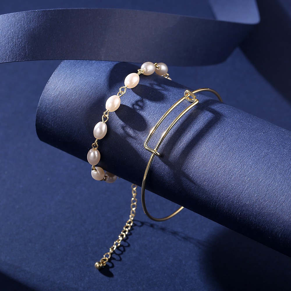 Vòng Tay Nhiều Lớp Đính Ngọc Trai Nhân Tạo Phong Cách Hàn Quốc