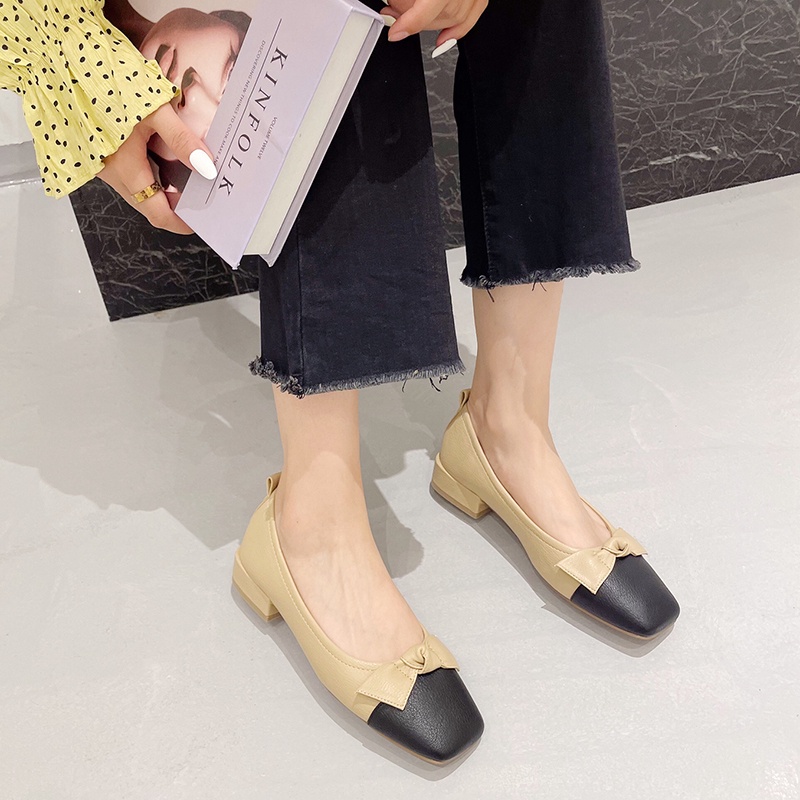 Giày Búp Bê Da Đế Bằng Mũi Vuông Size 34 Thời Trang Công Sở Cho Nữ