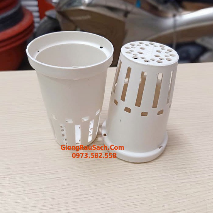 Rọ Nhựa Trồng Thủy Canh Đường Kính 7cm Cao 10cm - màu trắng