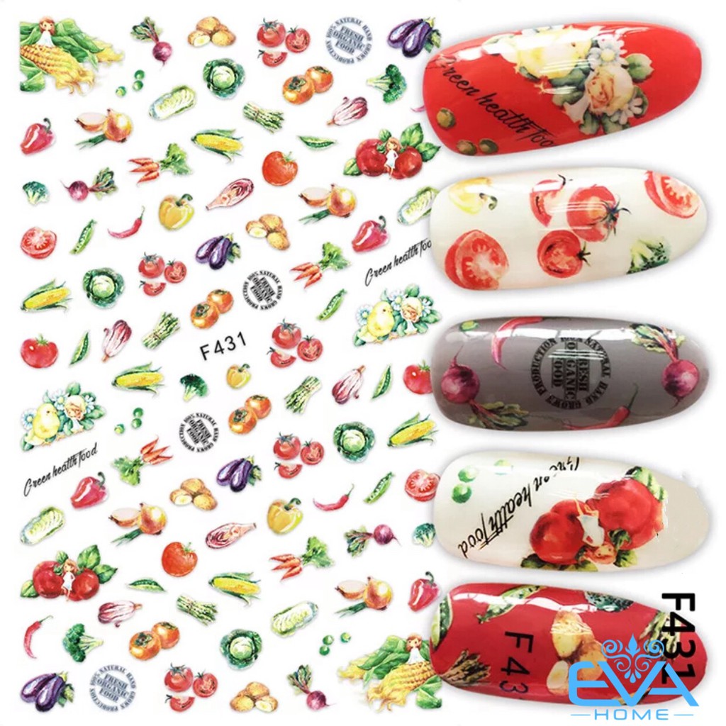 Miếng Dán Móng Tay 3D NAIL Sticker Trang Trí Hình Rau Củ Quả Oganic F431