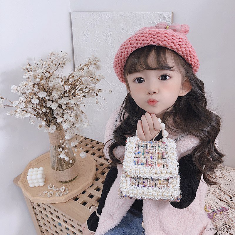 Túi đeo chéo đính ngọc trai phong cách thời trang Hàn Quốc cho bé gái