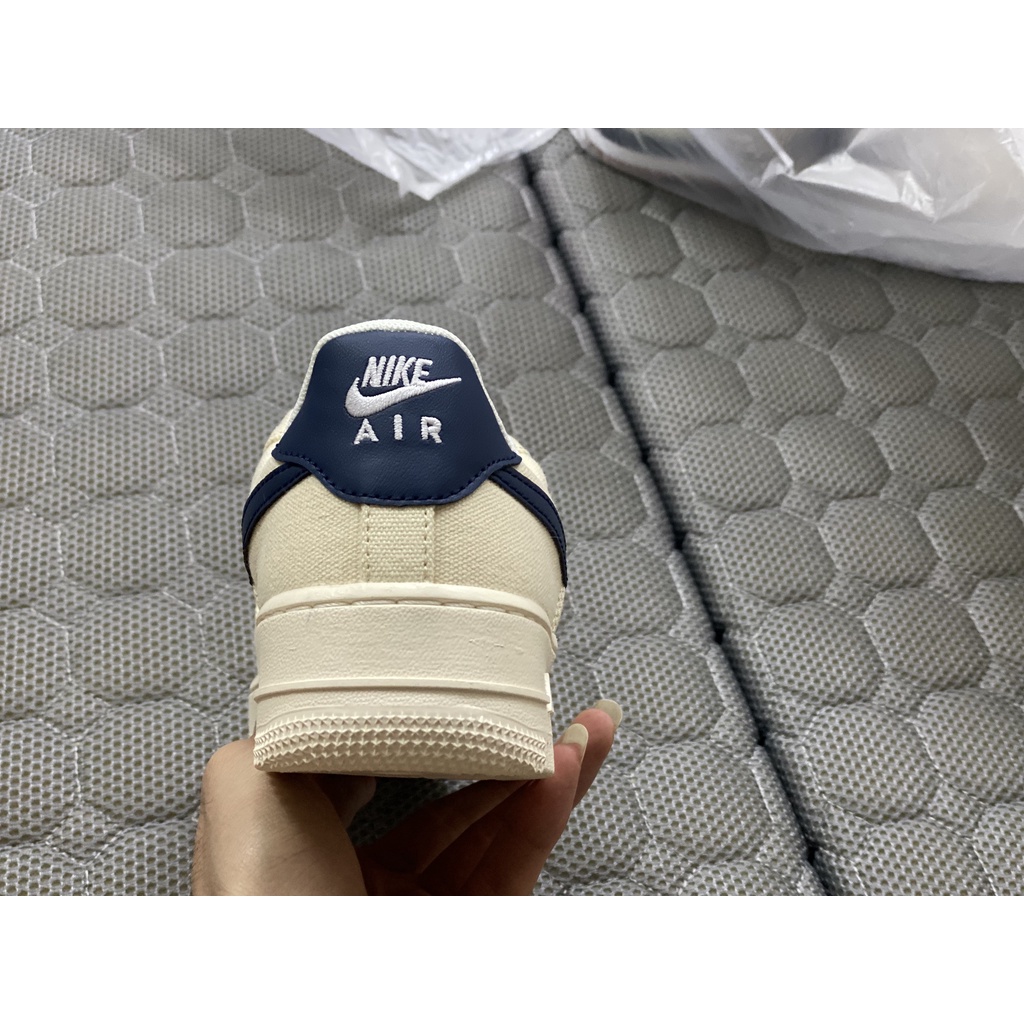 Giày AF1 Beige Deep blue vải G.a.i D.ầ.u- AF1 Màu Kem Kẻ Xanh Than Bản Cao Cấp | BigBuy360 - bigbuy360.vn