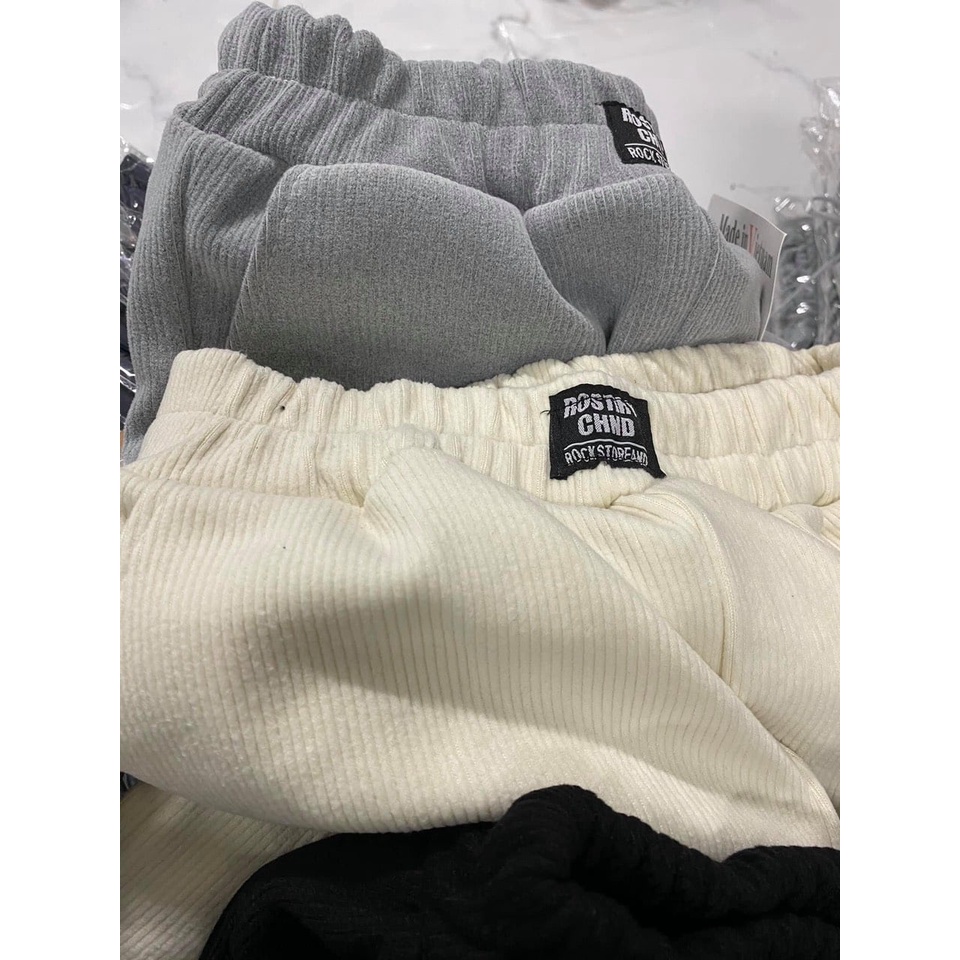 Quần Joggers Nữ - Quần Len Tăm Ống Rộng Bo Gấu (KÈM ẢNH THẬT) MHQ125