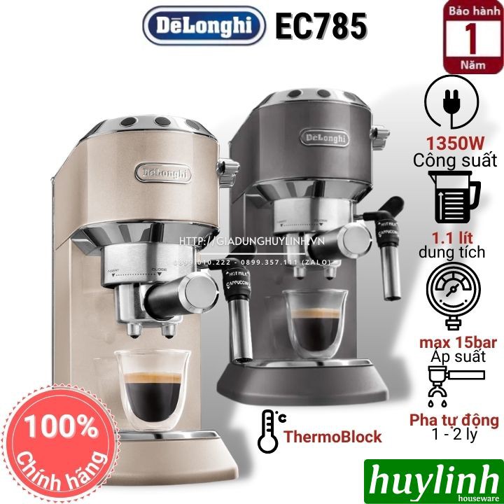 [Mã ELHAMS5 giảm 6% đơn 300K] Máy pha cà phê Espresso Delonghi EC785 (GY - BG - AZ)