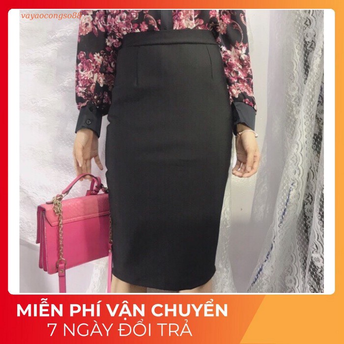 (có size đại eo 95cm) CHÂN VÁY THUN CÔNG SỞ - VÁY THUN NỮ XẺ TÀ SAU- CÓ SIZE ĐẠI