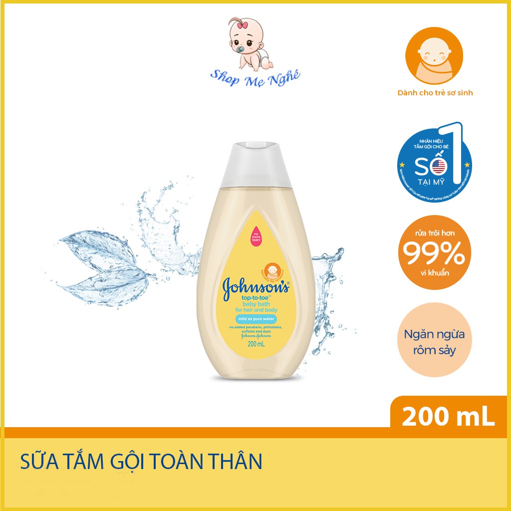 Sữa Tắm Gội Toàn Thân Trẻ Em Johnson's Baby Chai 200ml An Toàn Cho Bé