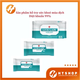 Giấy Ướt Cồn Kháng Khuẩn Luck Lady Dạng Gói 10/25/50 Tờ Tiện Dụng