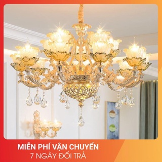 Đèn chùm YISO phong cách Châu Âu hiện đại cao cấp loại 6, 8, 15 tay đẹp long lanh - Tặng kèm bóng Led cao cấp