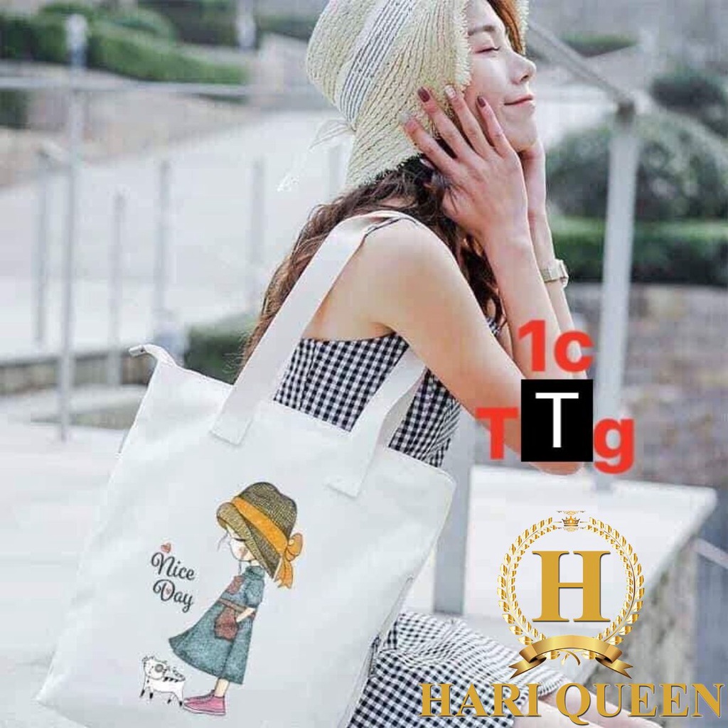[Túi tote] Túi vải cô gái Nice day DTR0319
