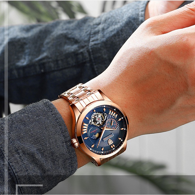 Đồng hồ nam máy cơ Tevise T857 2 kim rưỡi