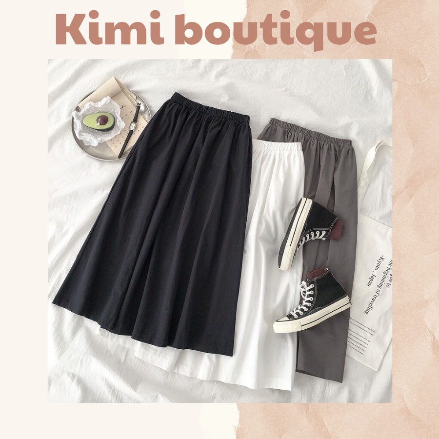 Chân váy đũi dáng dài style Hàn Quốc, chân váy vintage Quảng Châu, đầm nữ cá tính - 𝑲𝒊𝒎𝒊𝒃𝒐𝒖𝒕𝒊𝒒𝒖𝒆