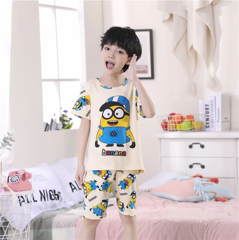 Áo Thun Tay Ngắn In Hình Minion Dễ Thương Cho Bé Trai &amp; Gái