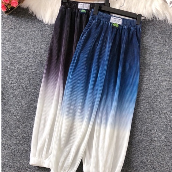 Gradient Color Harem Quần Dành Cho Phụ Nữ Thắt Lưng Cao Bọc Ống Quần Cắt Xén Giản Dị