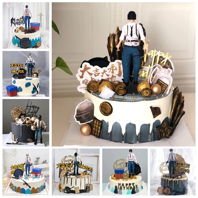 【Hàng Có Sẵn】Bộ Tượng Nhân Vật Game PUBG Trang Trí Bánh Kem