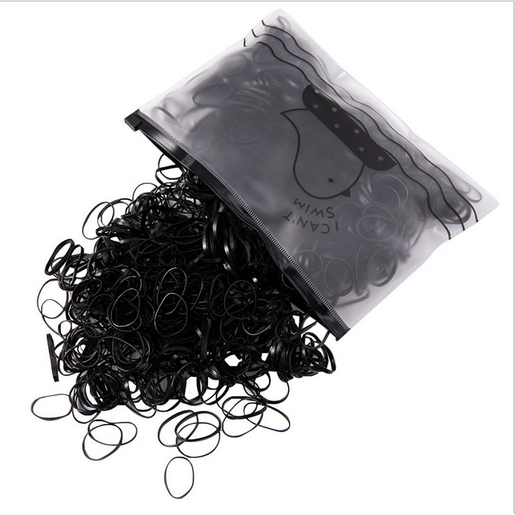 Set 1000 dây chun cột tóc đen/nhiều màu cho bé gái