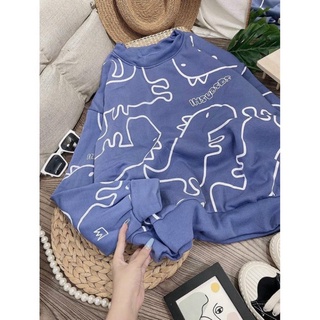 Áo khoác nam nữ nỉ ngoại sweater in hình khủng long 3D