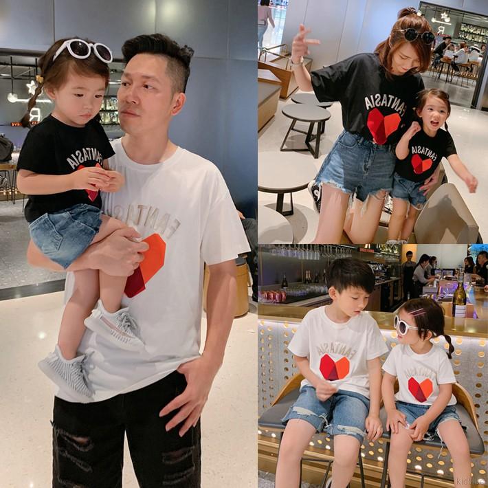 Áo thun ngắn tay in họa tiết trái tim sành điệu dành cho gia đình