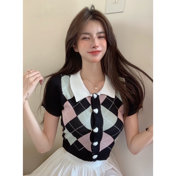 ÁO CROPTOP LEN CỔ POLO