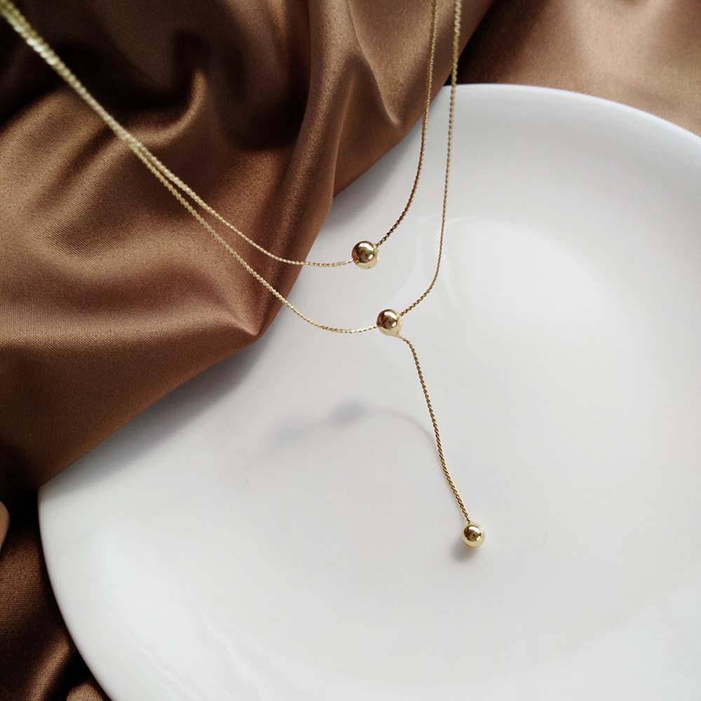 ANEMONE Vòng cổ Hai Lớp Đính Hạt Và Tua Rua Phong Cách Kpop