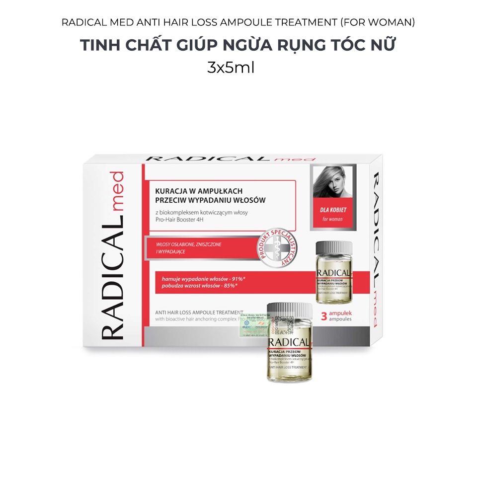 Tinh Chất Giúp Ngừa Rụng Tóc Nữ - Farmona Radical Med Anti Hair Loss Ampoule Treatment 3x5ml