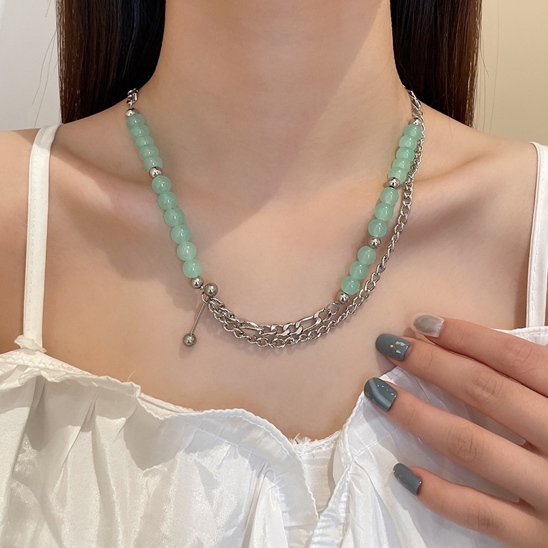 Dây Chuyền Mặt Đá Xanh Bạc Hà  191205Dây Chuyền Thiết Kế Độc Đáo Phong Cách Hip Hop Cá Tính