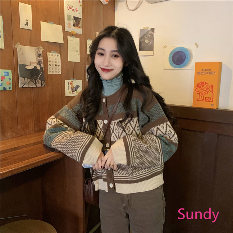 Áo khoác cardigan dệt kim tay dài thời trang thu đông cho phái nữ