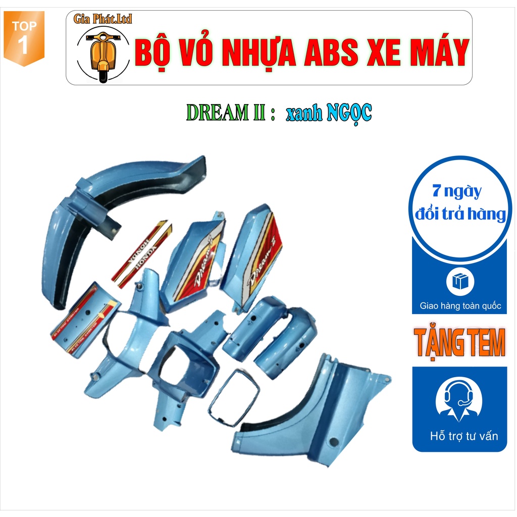 Bộ nhựa dàn áo xe Dream II - Dream Việt - Thái - Tàu-màu XANH NGỌC_SPP-1543(2343)