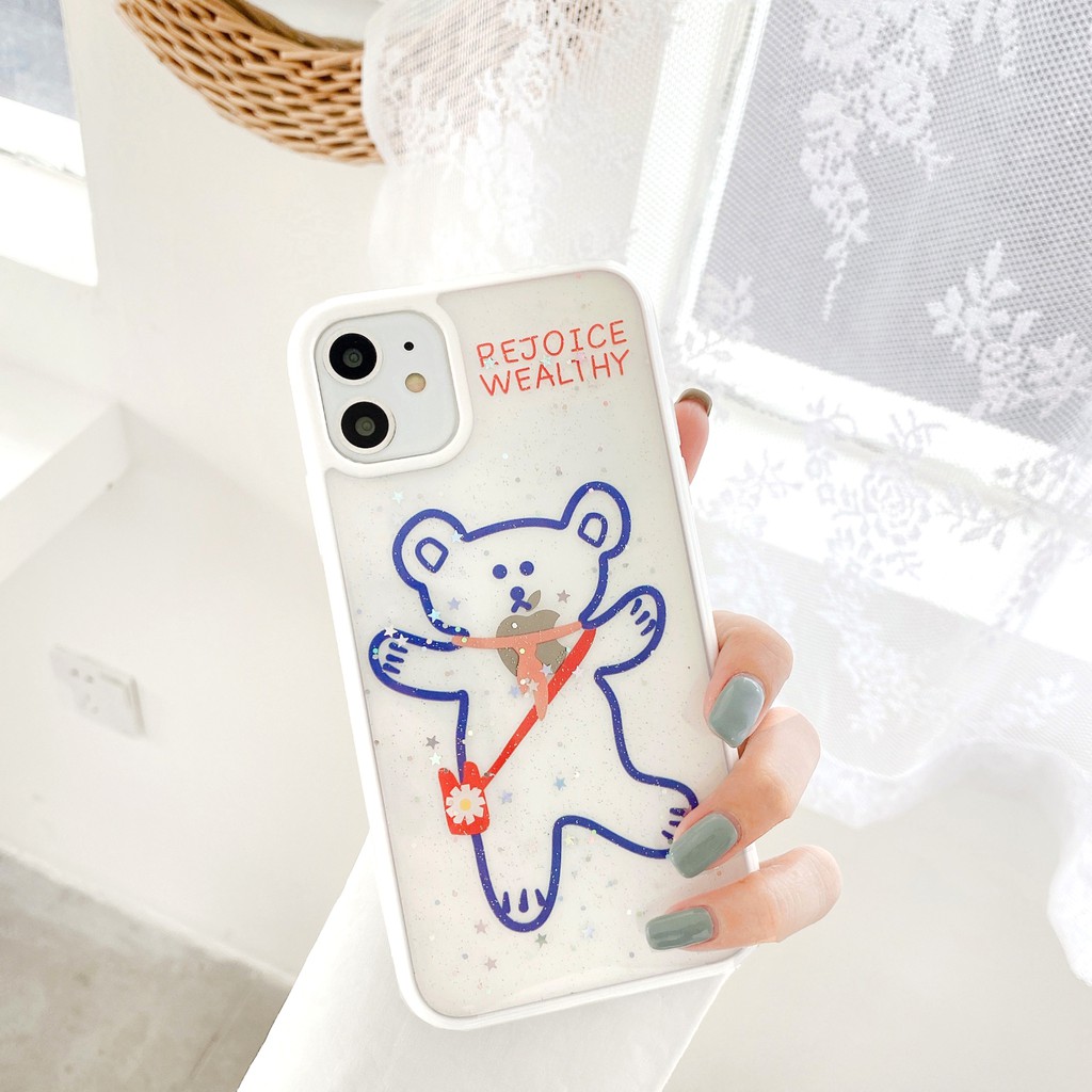 Ốp lưng iphone Gấu Rejoice viền màu 5/5s/6/6plus/6s/6splus/7/7plus/8/8plus/x/xr/xs/11/12/pro/max/plus/promax | BigBuy360 - bigbuy360.vn