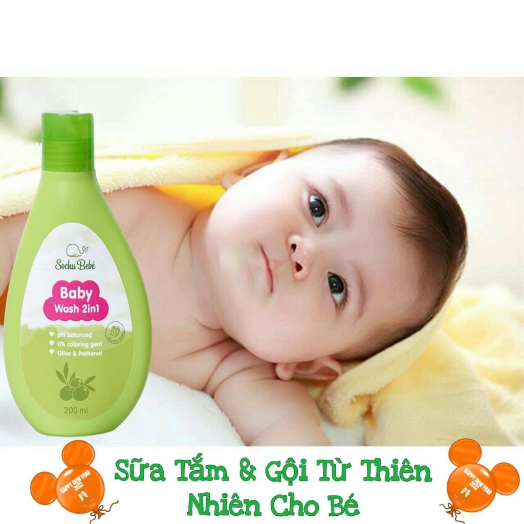 Tắm gội cho bé Baby Wash 2 in 1 Sochu bebé 200ml - Tặng Kèm Gấu Bông