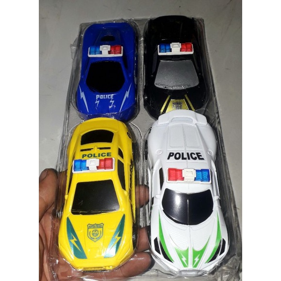 Sét 4 chiếc xe mô hình police bằng nhựa chạy bánh lùi